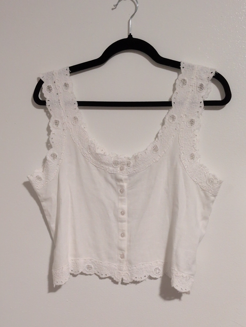 American Eagle White Lace Crop Tank